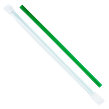 Load image into Gallery viewer, Wholesale 9&#39;&#39; Giant Straws (8mm) Paper Wrapped - Green - 2,500 ct
