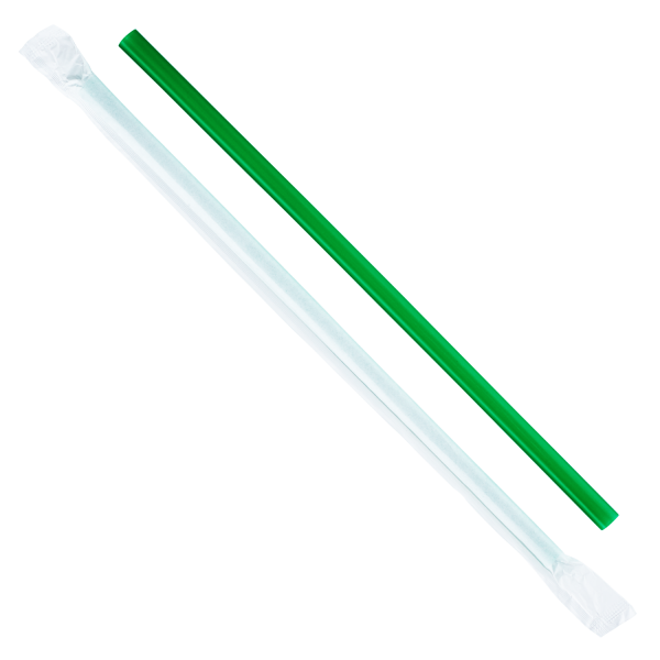 Wholesale 9'' Giant Straws (8mm) Paper Wrapped - Green - 2,500 ct