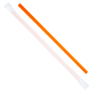 Wholesale 9'' Giant Straws (8mm) Paper Wrapped - Orange - 2,500 ct