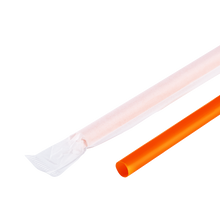 Load image into Gallery viewer, Wholesale 9&#39;&#39; Giant Straws (8mm) Paper Wrapped - Orange - 2,500 ct
