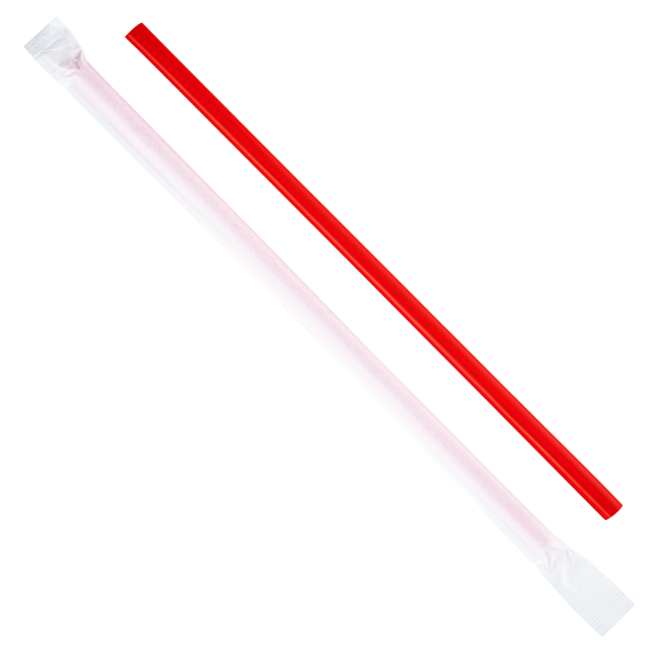 Wholesale 9'' Giant Straws (8mm) Paper Wrapped - Red - 2,500 ct