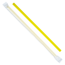 Load image into Gallery viewer, Wholesale 9&#39;&#39; Giant Straws (8mm) Paper Wrapped - Yellow - 2,500 ct
