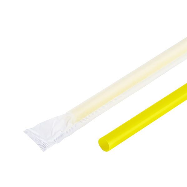 Wholesale 9'' Giant Straws (8mm) Paper Wrapped - Yellow - 2,500 ct