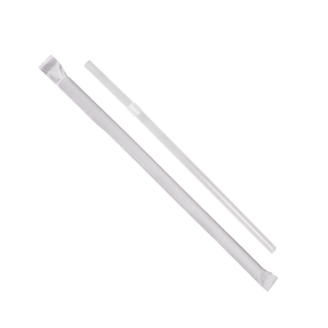 Wholesale 7.75'' Flexible Jumbo Straws (5mm) Paper Wrapped - Clear - 10,000 ct