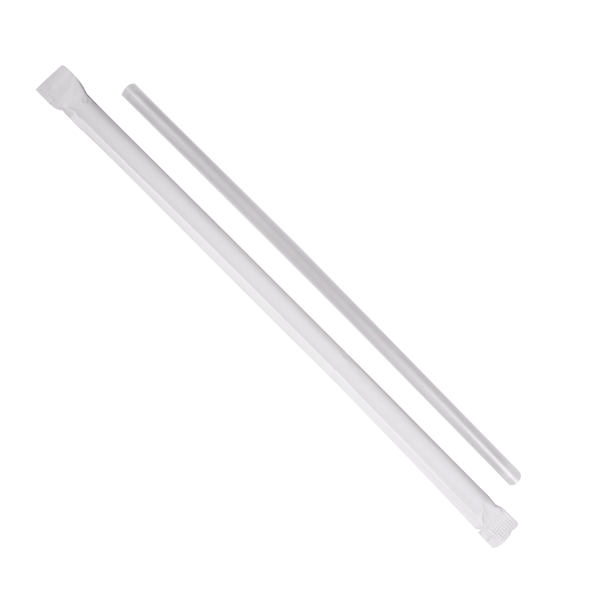 Wholesale 7.75'' Jumbo Straws (5mm) Paper Wrapped - Clear - 2,000 ct