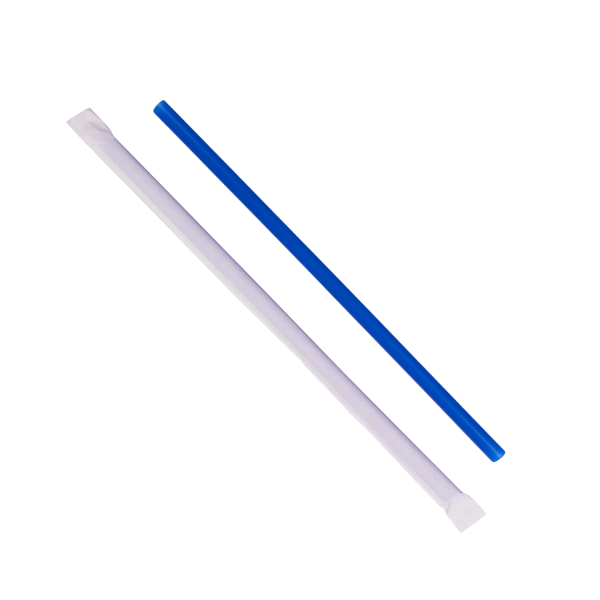 Wholesale 9'' Giant Straws (8mm) Paper Wrapped - Blue - 1,200 ct
