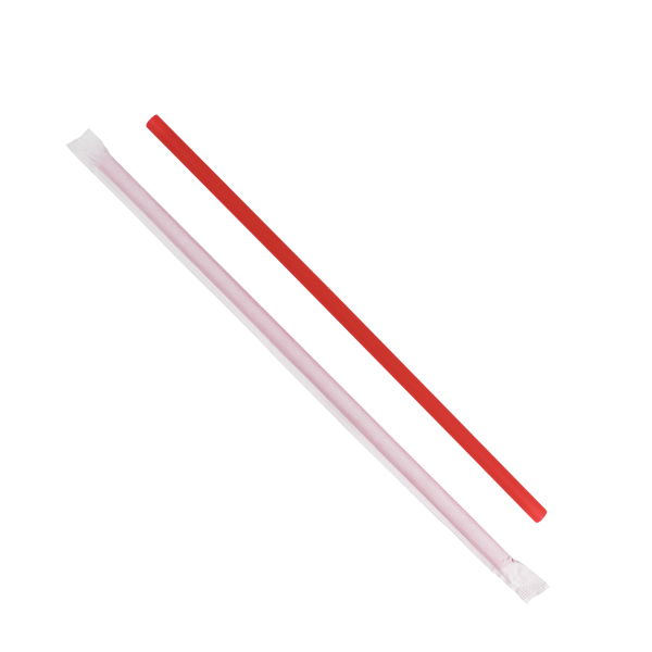 Wholesale 10.25'' Straws (8mm) Paper Wrapped - Red - 1,200 ct