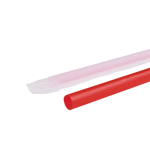 Wholesale 10.25'' Straws (8mm) Paper Wrapped - Red - 1,200 ct
