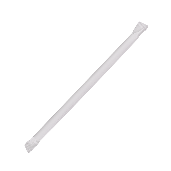 Wholesale 7.75'' Giant Straws (8mm) Paper Wrapped - Clear - 7,500 ct