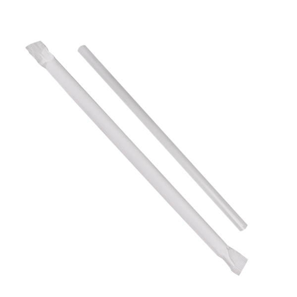Wholesale 7.75'' Giant Straws (8mm) Paper Wrapped - Clear - 7,500 ct