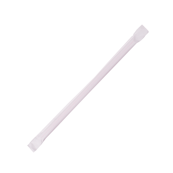 Wholesale 7.75'' Giant Straws (8mm) Paper Wrapped - White/Red Striped - 7,500 ct
