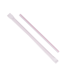 Wholesale 7.75'' Giant Straws (8mm) Paper Wrapped - White/Red Striped - 7,500 ct