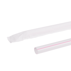 Wholesale 7.75'' Giant Straws (8mm) Paper Wrapped - White/Red Striped - 7,500 ct