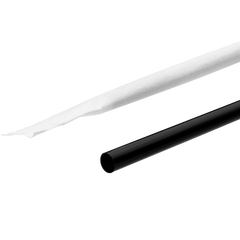 Wholesale 5.75" Plastic Stir Straw Paper Wrapped, Black - 10,000 ct