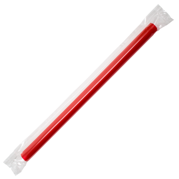 Wholesale 7.5'' Boba Straws (10mm) Poly Wrapped - Red - 4,500 ct