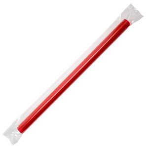 Wholesale 7.5'' Boba Straws (10mm) Poly Wrapped - Red - 4,500 ct