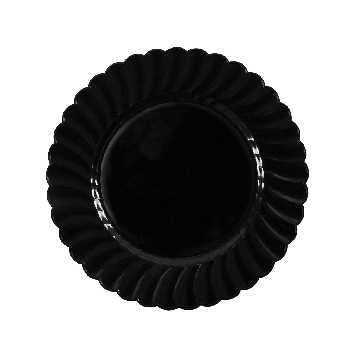 Wholesale 7" PS Plastic Scalloped Plate Black - 240 ct