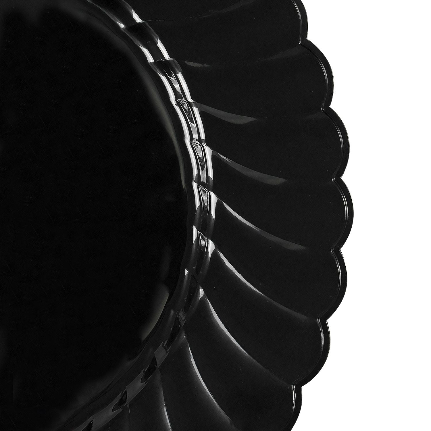 Wholesale 7" PS Plastic Scalloped Plate Black - 240 ct