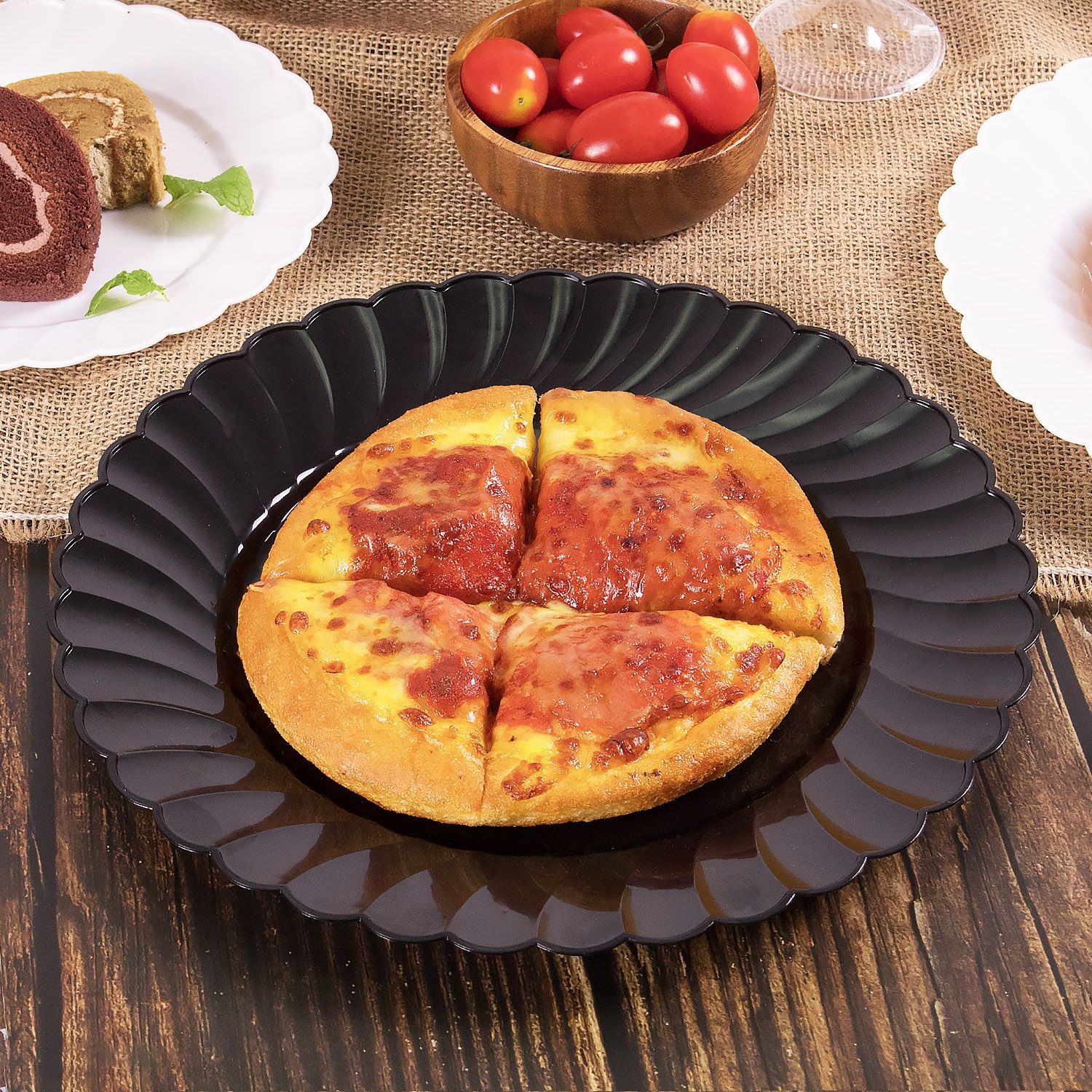 Wholesale 10.25" PS Plastic Scalloped Plate Black - 120 ct