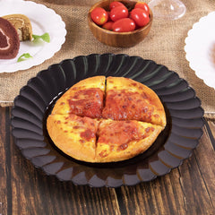 Wholesale 10.25" PS Plastic Scalloped Plate Black - 120 ct