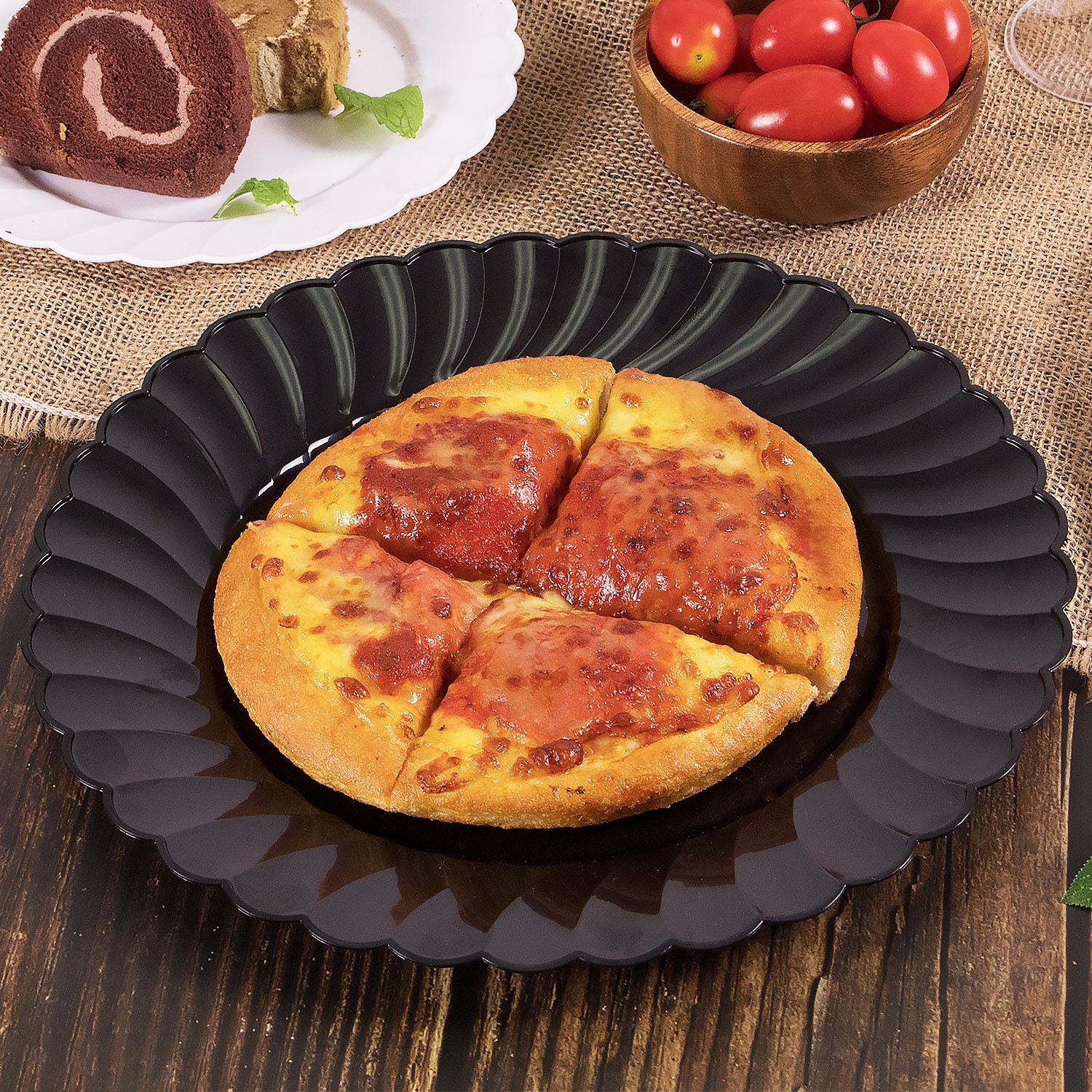 Wholesale 10.25" PS Plastic Scalloped Plate Black - 120 ct