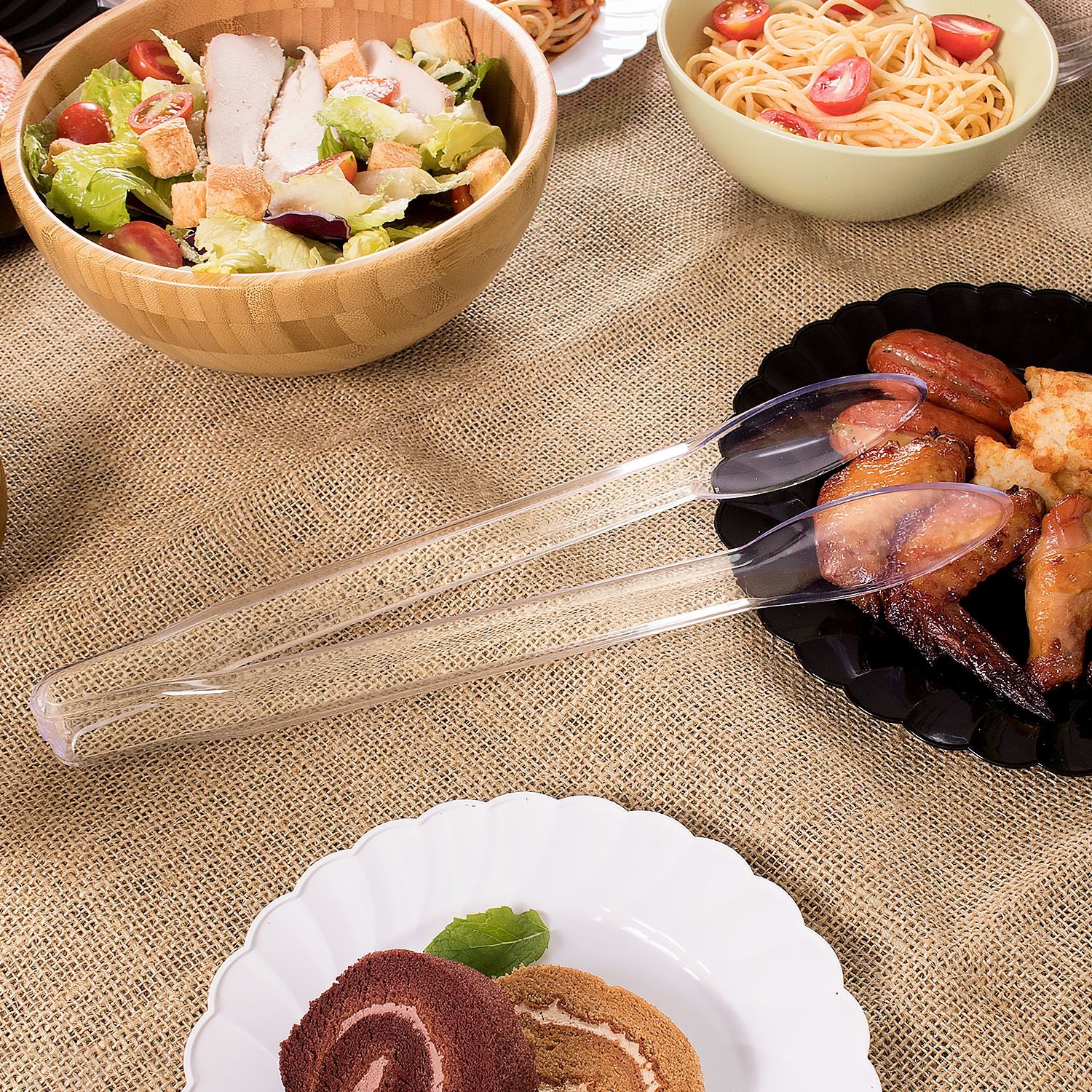 Wholesale 12" PS Plastic Serving Tong - 48 ct
