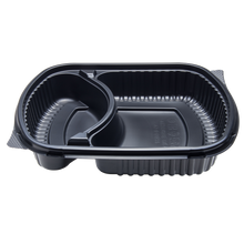 Load image into Gallery viewer, Wholesale 36oz PP Plastic Microwaveable Black Take Out Box, 2-compartment - 300 ct
