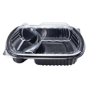 Wholesale 36oz PP Plastic Microwaveable Black Take Out Box, 2-compartment - 300 ct