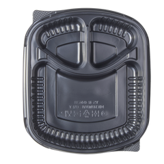 Wholesale 36oz PP Plastic Microwaveable Black Take Out Box 3-compartment - 300 ct