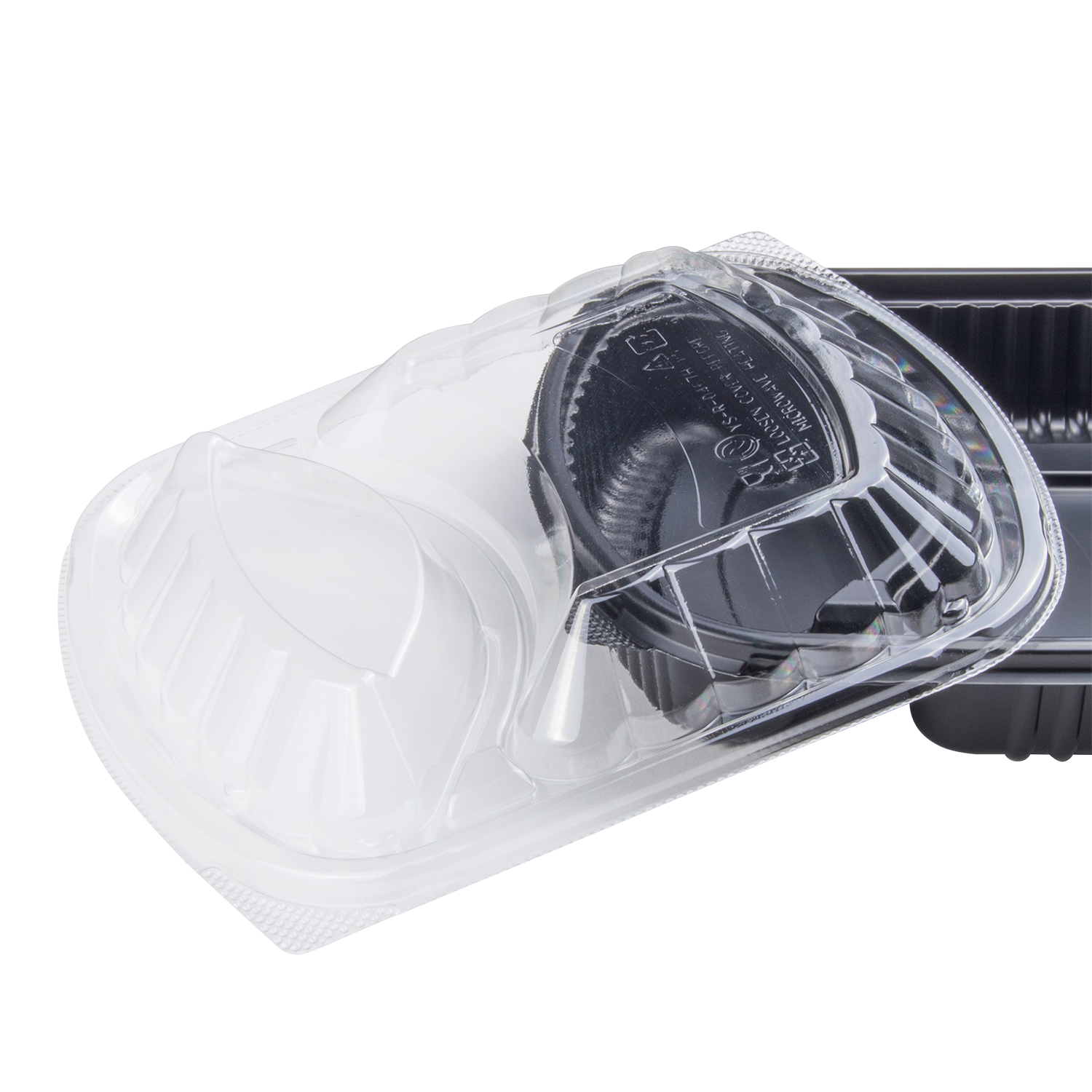 Wholesale OPS Lid for 36oz PP Plastic Microwaveable Black Take Out Box 2 Compartment - 300 ct