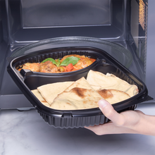 Load image into Gallery viewer, Wholesale OPS Lid for 36oz PP Plastic Microwaveable Black Take Out Box 2 Compartment - 300 ct
