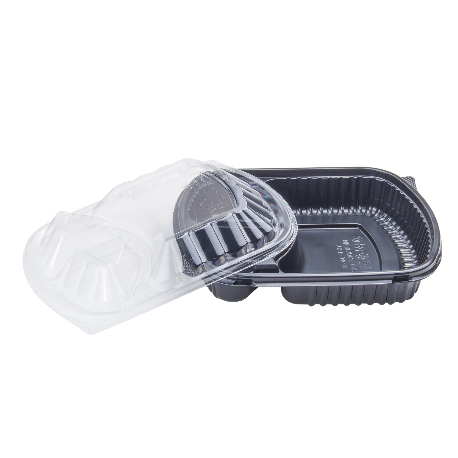 Wholesale OPS Lid for 36oz PP Plastic Microwaveable Black Take Out Box, 3 Compartment - 300 ct