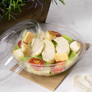 Wholesale 16oz Round PET Plastic Salad Bowls with Lids - 300 ct