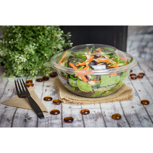 Wholesale 32oz Round PET Plastic Salad Bowls with Lids - 300 ct