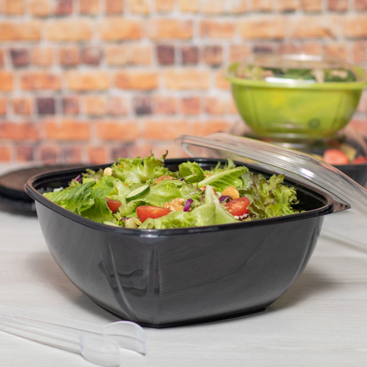 Wholesale 160 oz PET Square Bowl Black - 50 ct