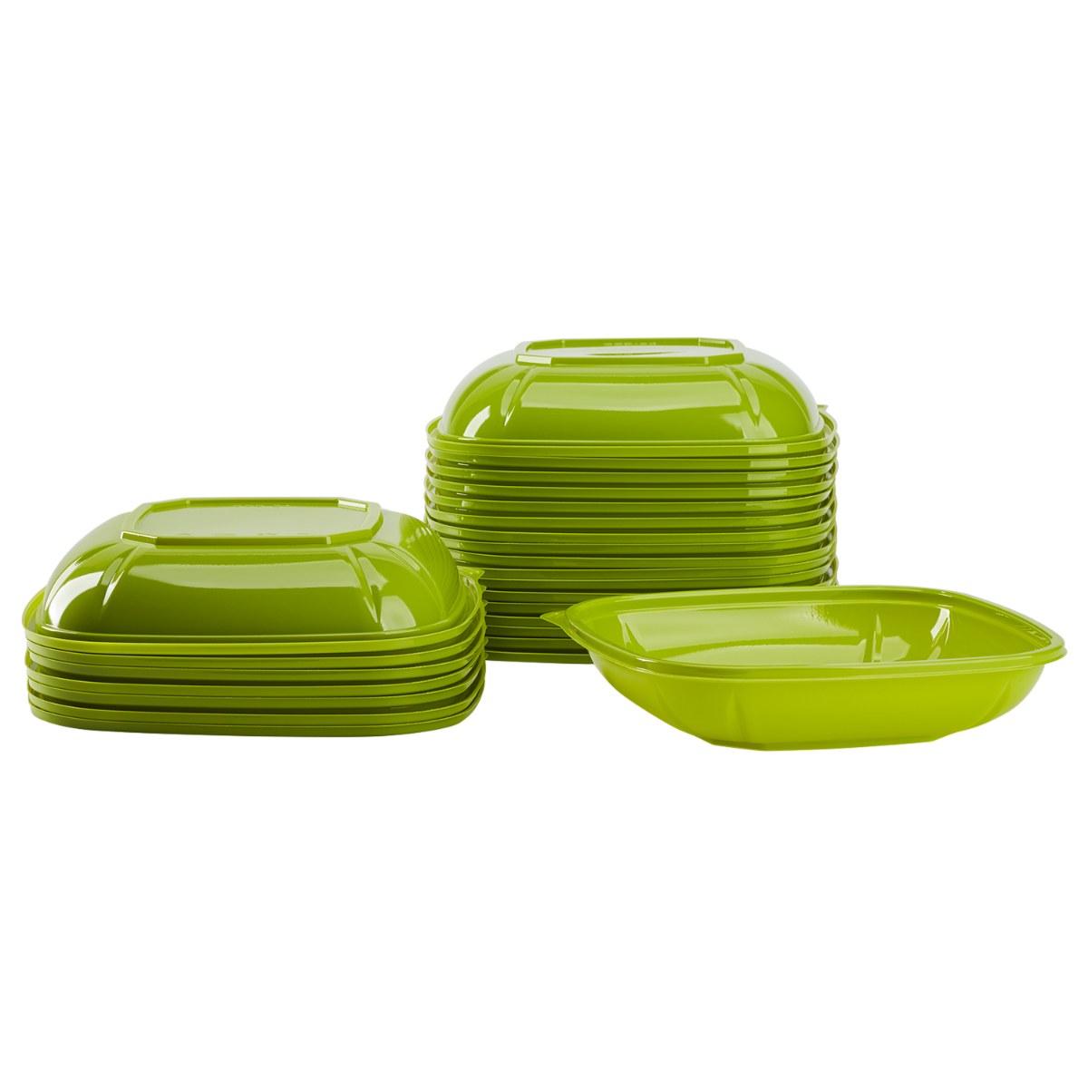 Wholesale 24 oz PET Square Bowl Green - 300 ct
