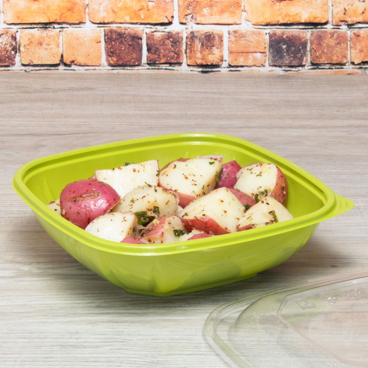 Wholesale 32 oz PET Square Bowl Green - 300 ct