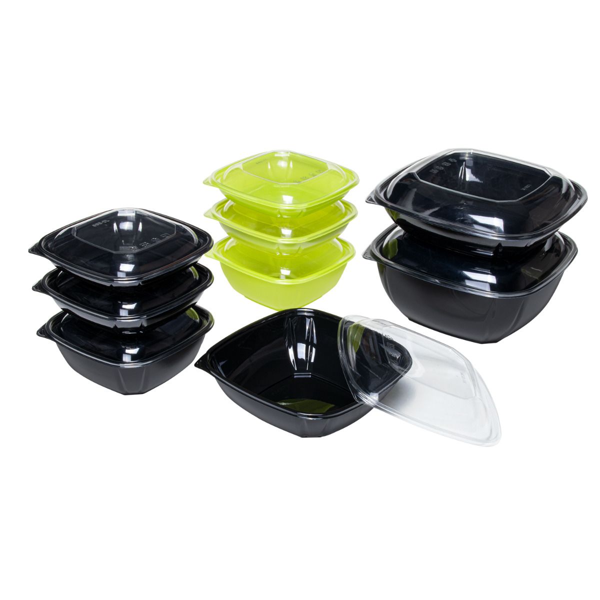 Wholesale 48 oz PET Square Bowl Green - 300 ct