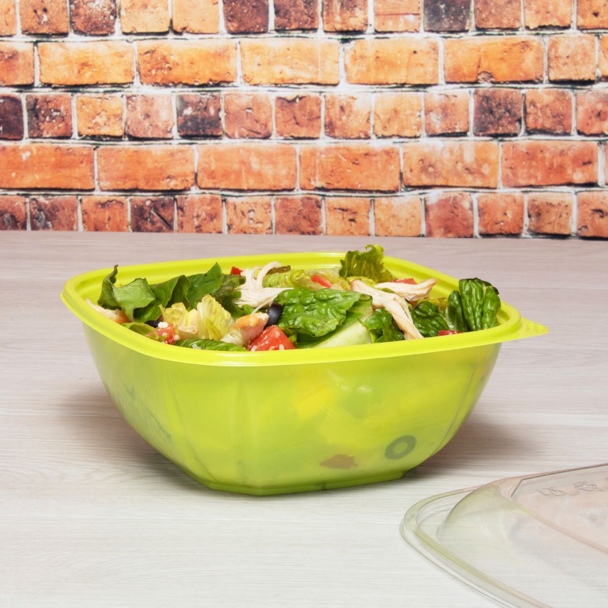 Wholesale 48 oz PET Square Bowl Green - 300 ct
