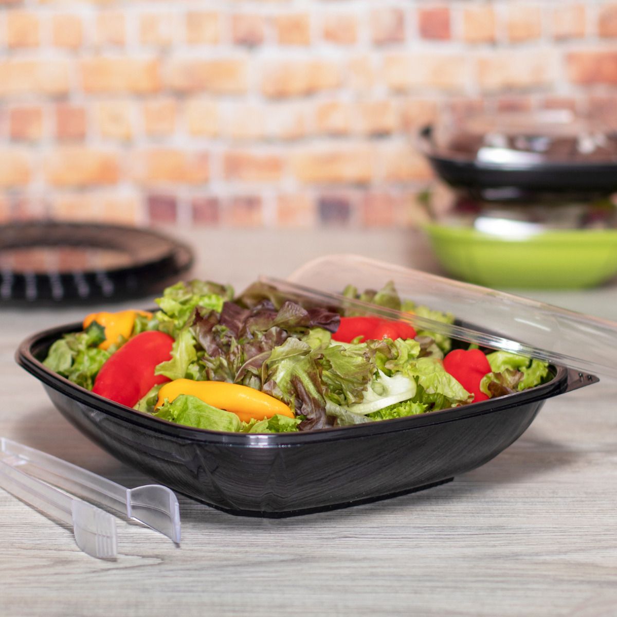 Wholesale 80 oz PET Square Bowl Black - 50 ct