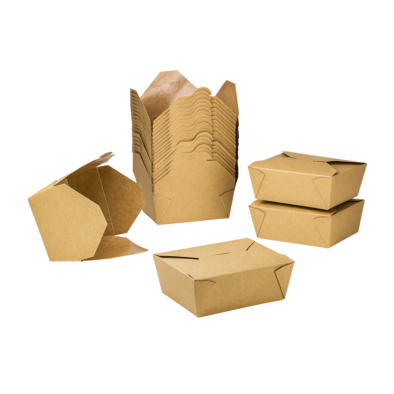 Wholesale 48 fl oz Fold-To-Go Box #8 - Kraft - 300 ct