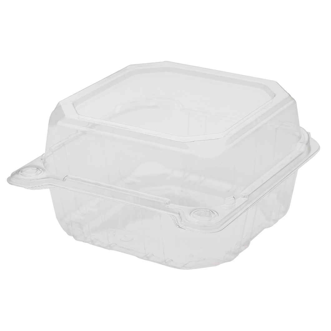 Wholesale 6''x6'' PET Plastic Hinged Containers - 500 ct