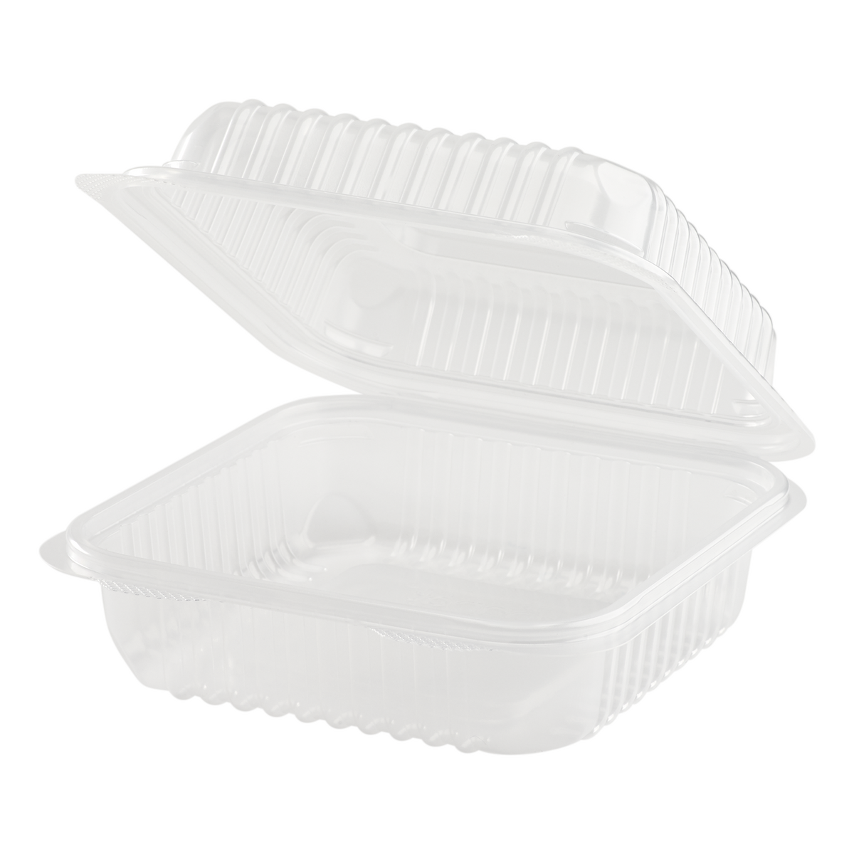 Wholesale 7'' x 7' PP Plastic Hinged Container, 1 compartment - 250 ct