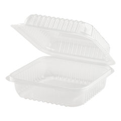 Wholesale 7'' x 7' PP Plastic Hinged Container, 1 compartment - 250 ct