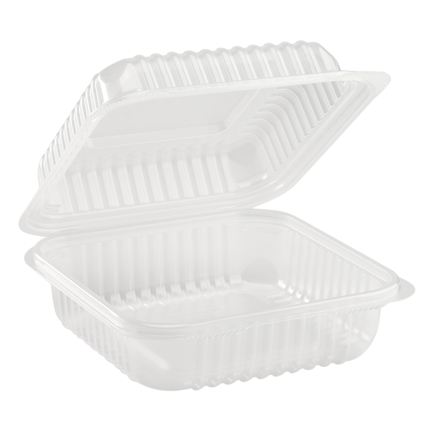 Wholesale 7'' x 7' PP Plastic Hinged Container, 1 compartment - 250 ct