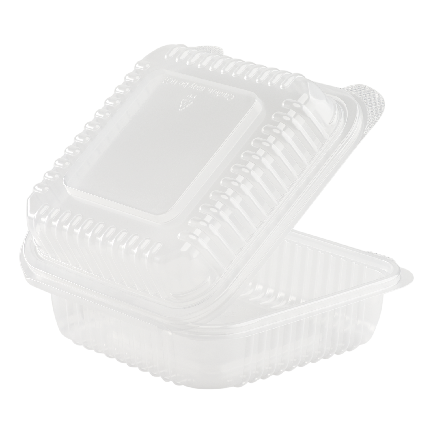 Wholesale 7'' x 7' PP Plastic Hinged Container, 1 compartment - 250 ct