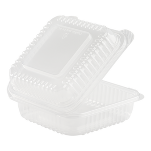 Wholesale 7'' x 7' PP Plastic Hinged Container, 1 compartment - 250 ct