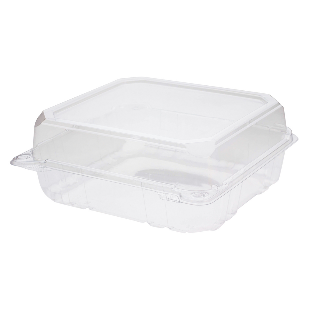 Wholesale 8''x8'' PET Plastic Hinged Containers - 250 ct