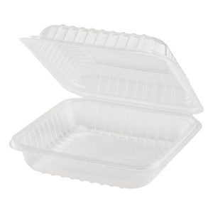 Wholesale 8'' x 8'' PP Plastic Hinged Container 1 compartment - 250 ct