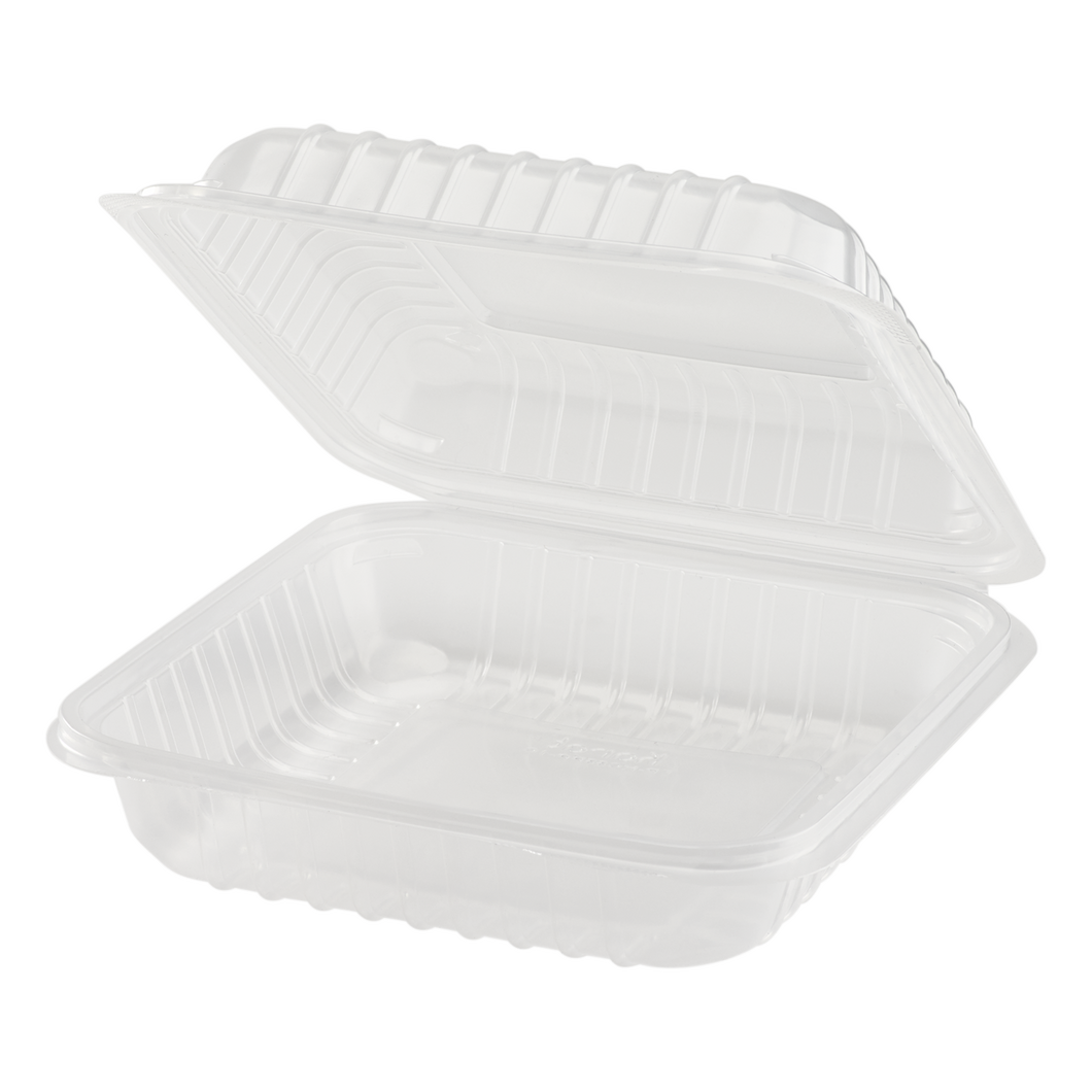 Wholesale 8'' x 8'' PP Plastic Hinged Container 1 compartment - 250 ct